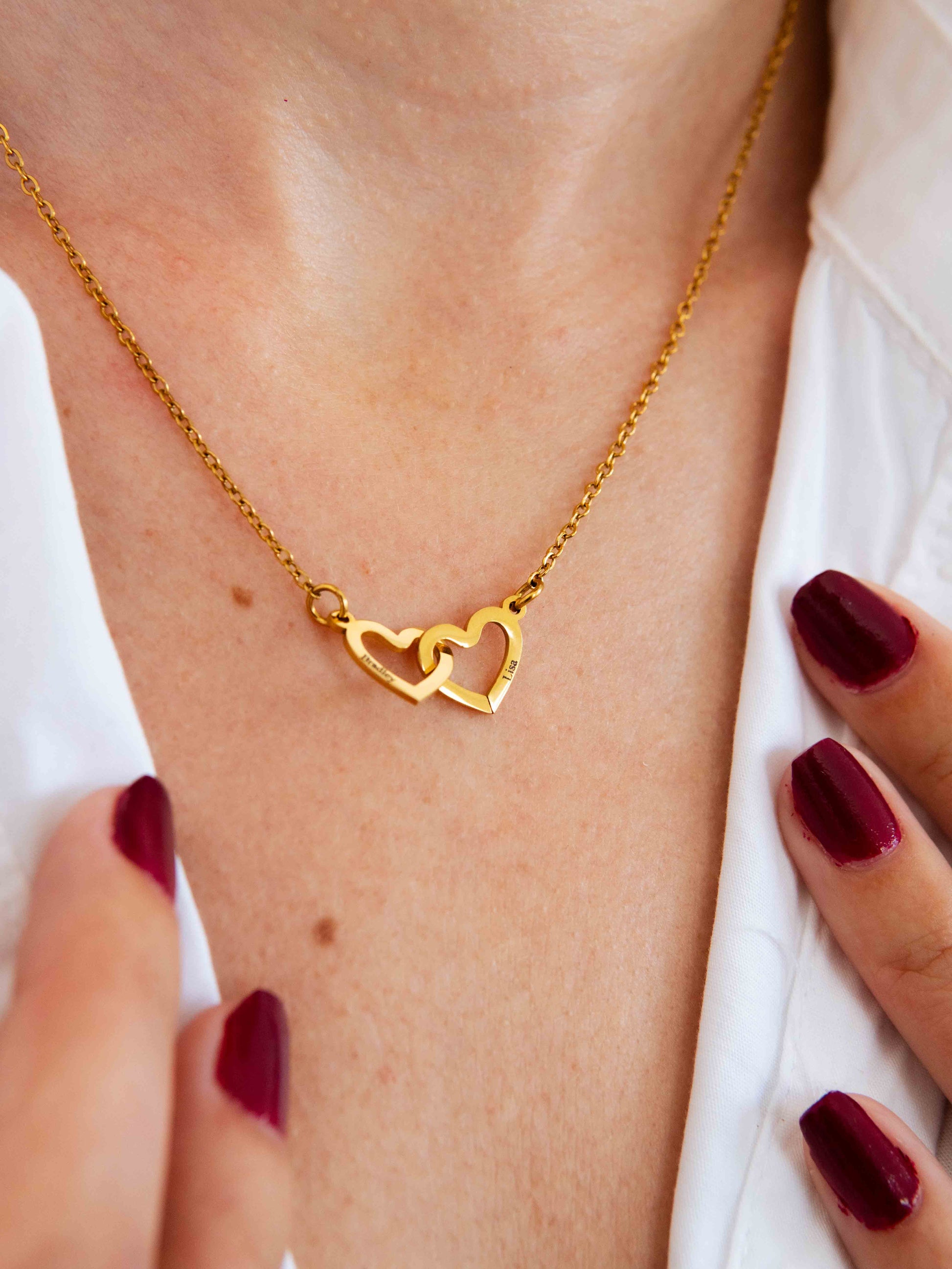 Eternity Linked Heart 2x Name Necklace
