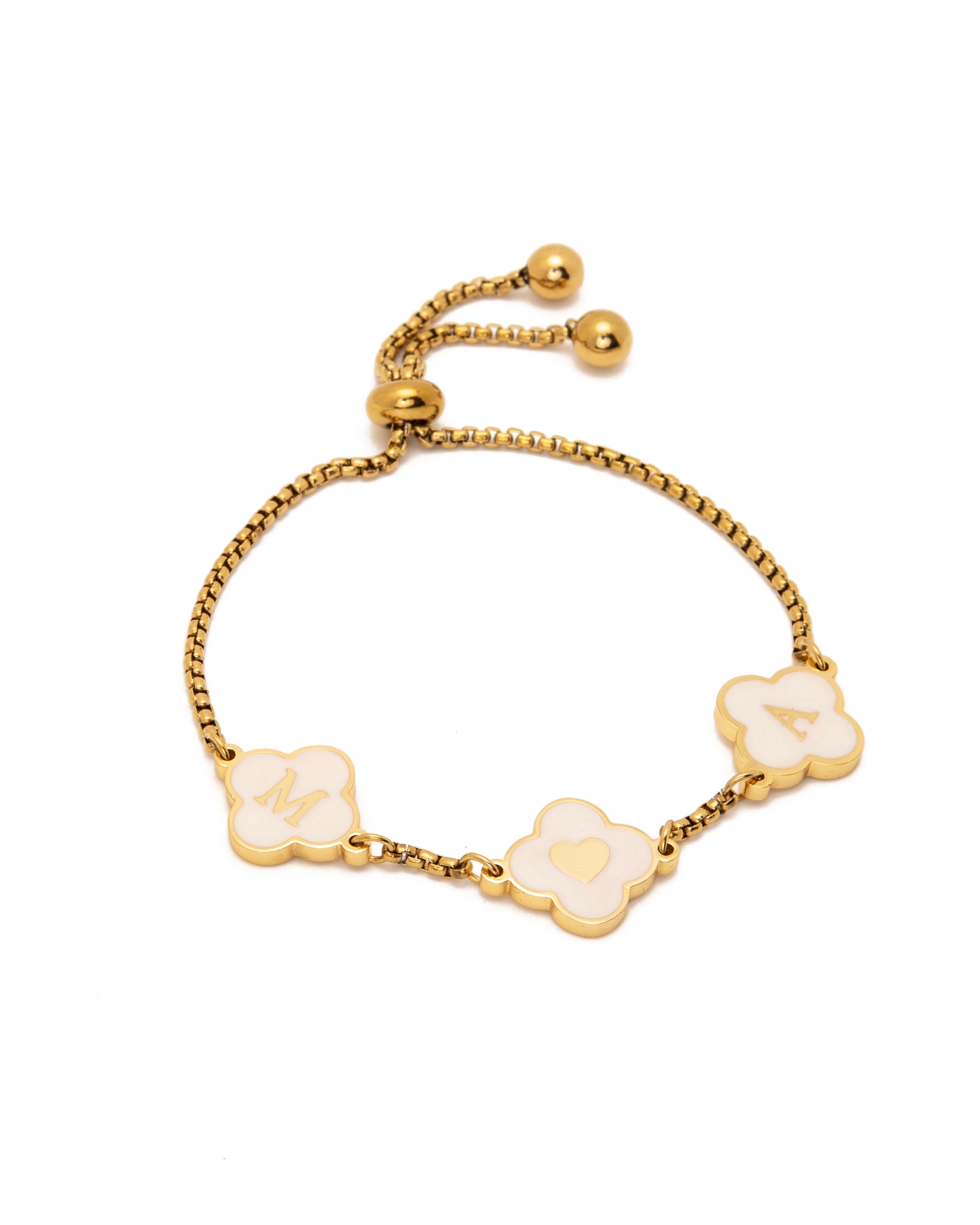 Pale Pink Clover Name Bracelet