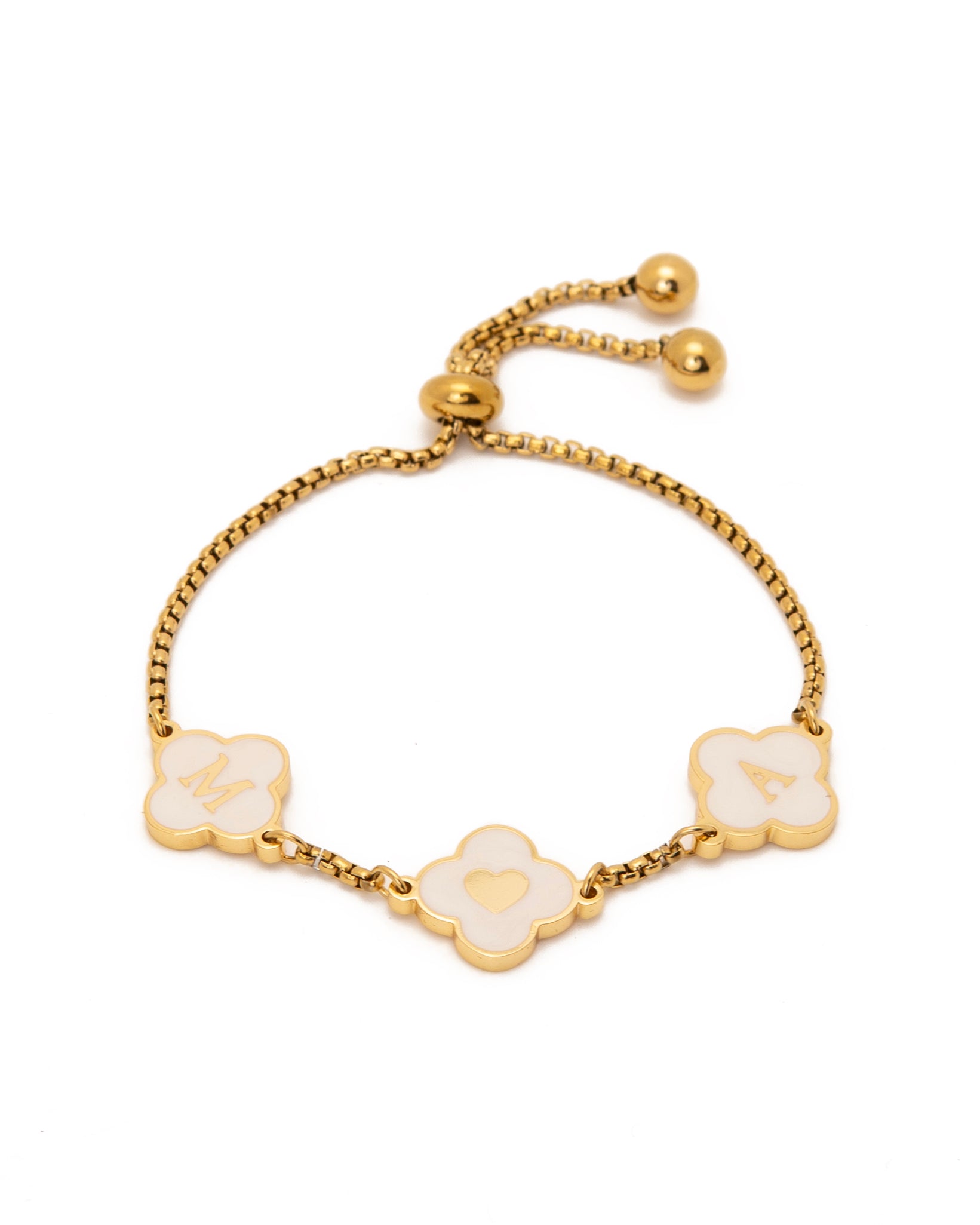 Pale Pink Clover Name Bracelet